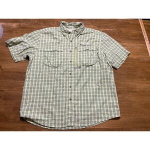 Guide Series Shirt, Men's Large, Green Yellow, Plaid, Short Sleeve Button Down